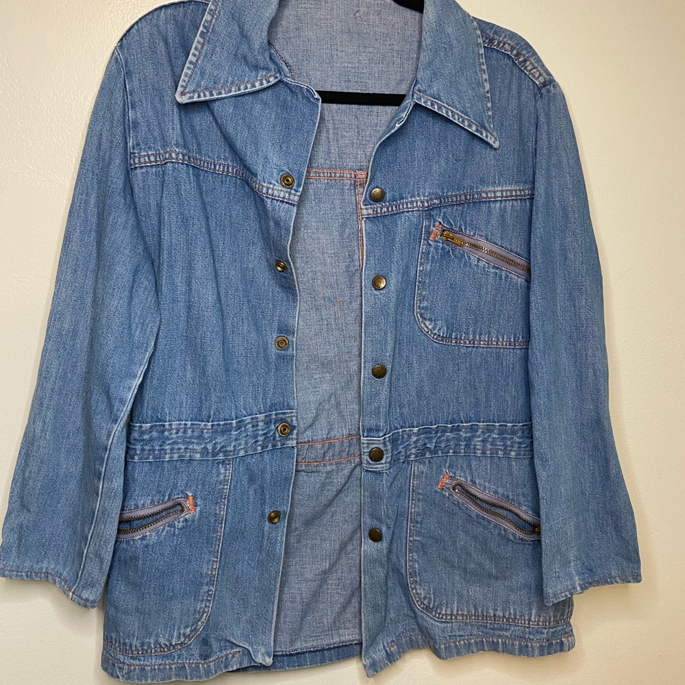 Denim Utility Jacket with Zipper Pockets